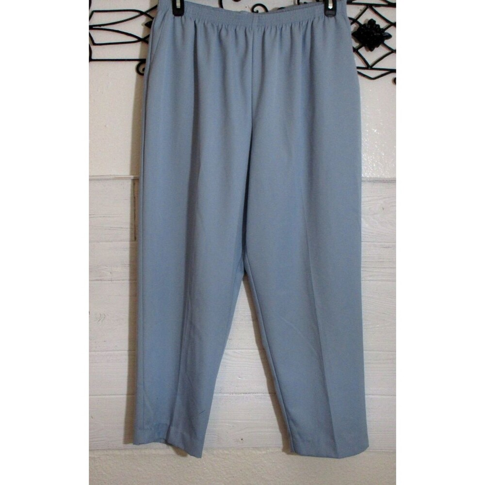 Alfred Dunner Pants Women's Size 18 Blue Tapered Leg Pull On Pockets